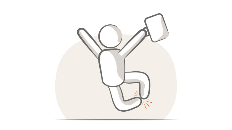 Illustratie sprong in lucht met toolkit