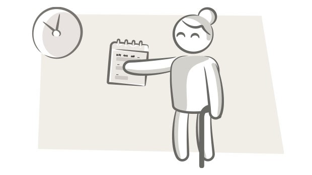 Poppetje met kalender en klok