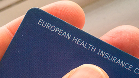 Showing the European health insurance card